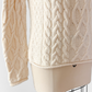 Inis Crafts Cream 100% Irish Merino Wool Knit Turtleneck Sweater (S)