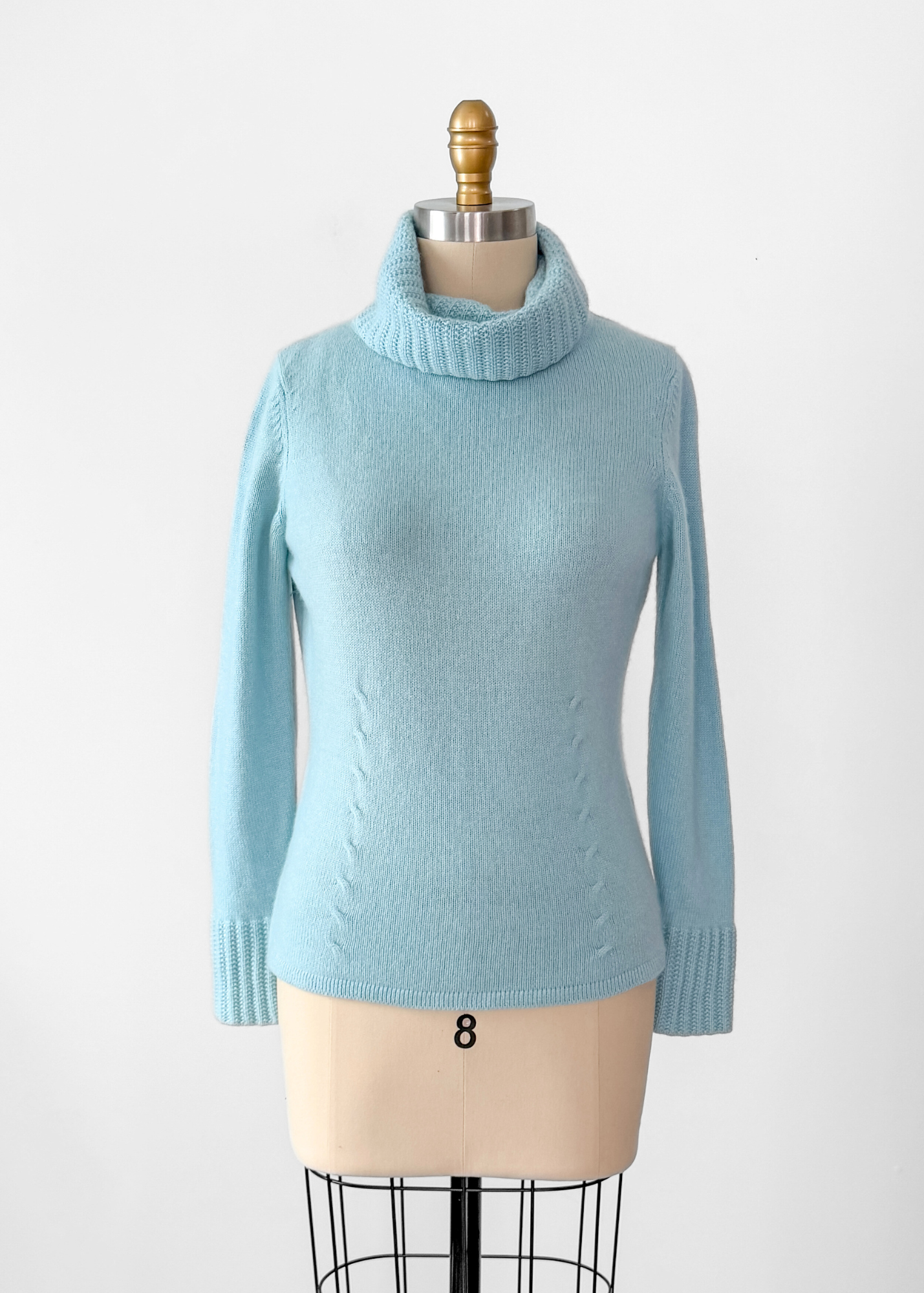 Ann Taylor Robins Egg Blue 100% Cashmere Turtleneck Sweater (M)