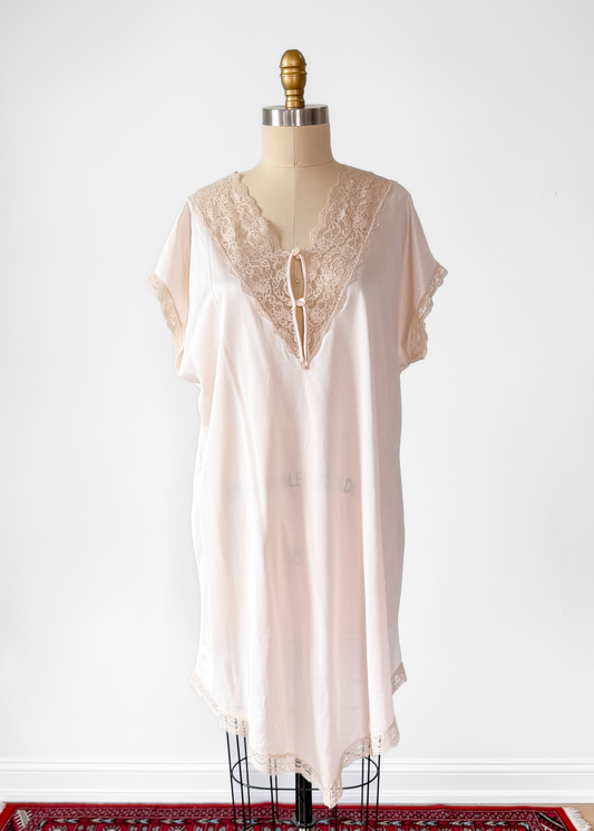 Vintage 90s Soft Moments Light Pink Lace Nighty Lingerie Sleepwear (XL)