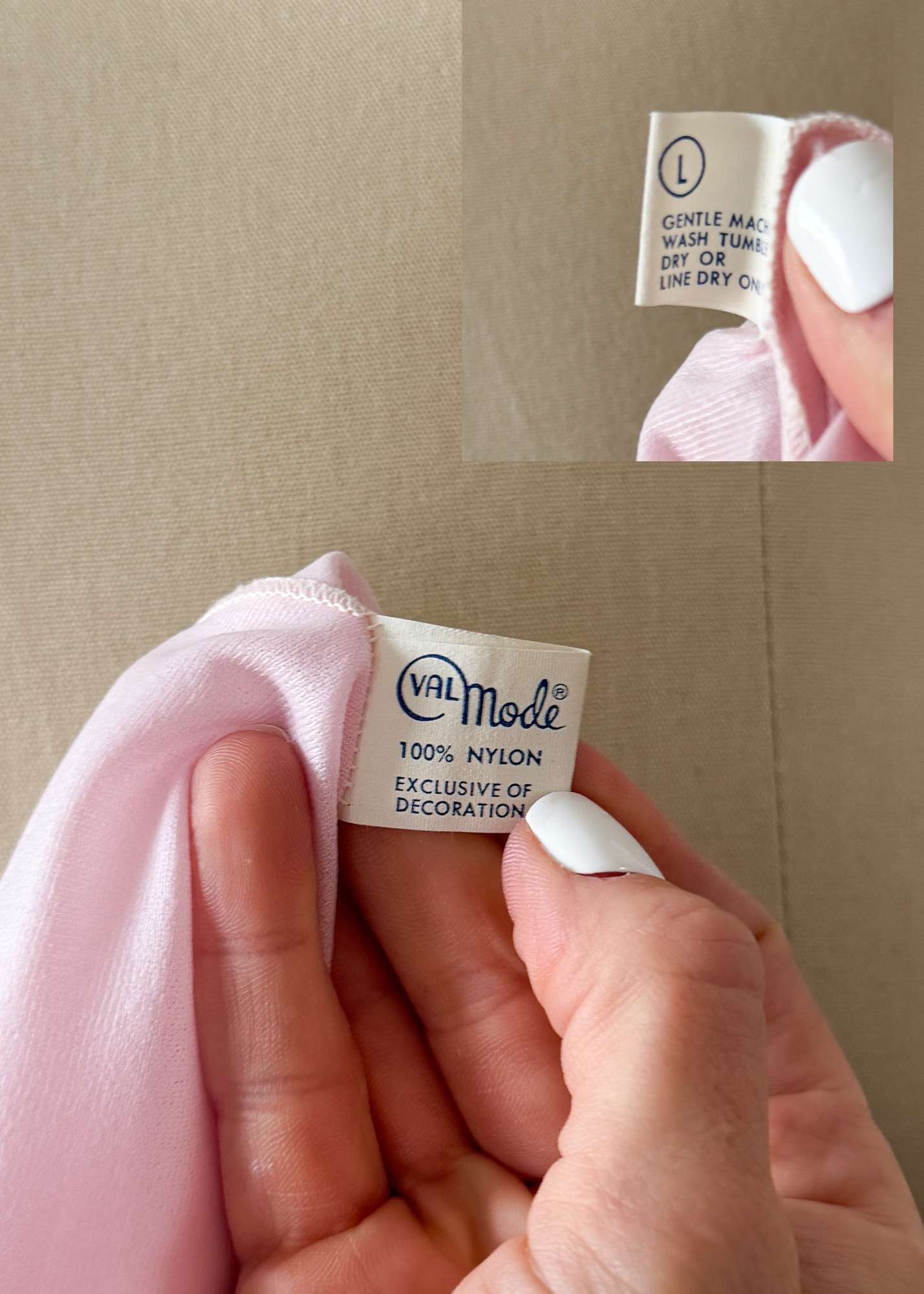 Vintage 80s Val Mode Light Pink Lingerie Slip Nighty Full Length (M)
