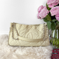 Vintage Chanel Ivory Quilted Caviar Leather Zip Expandable Purse