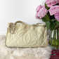 Vintage Chanel Ivory Quilted Caviar Leather Zip Expandable Purse