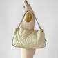 Vintage Chanel Ivory Quilted Caviar Leather Zip Expandable Purse