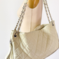 Vintage Chanel Ivory Quilted Caviar Leather Zip Expandable Purse