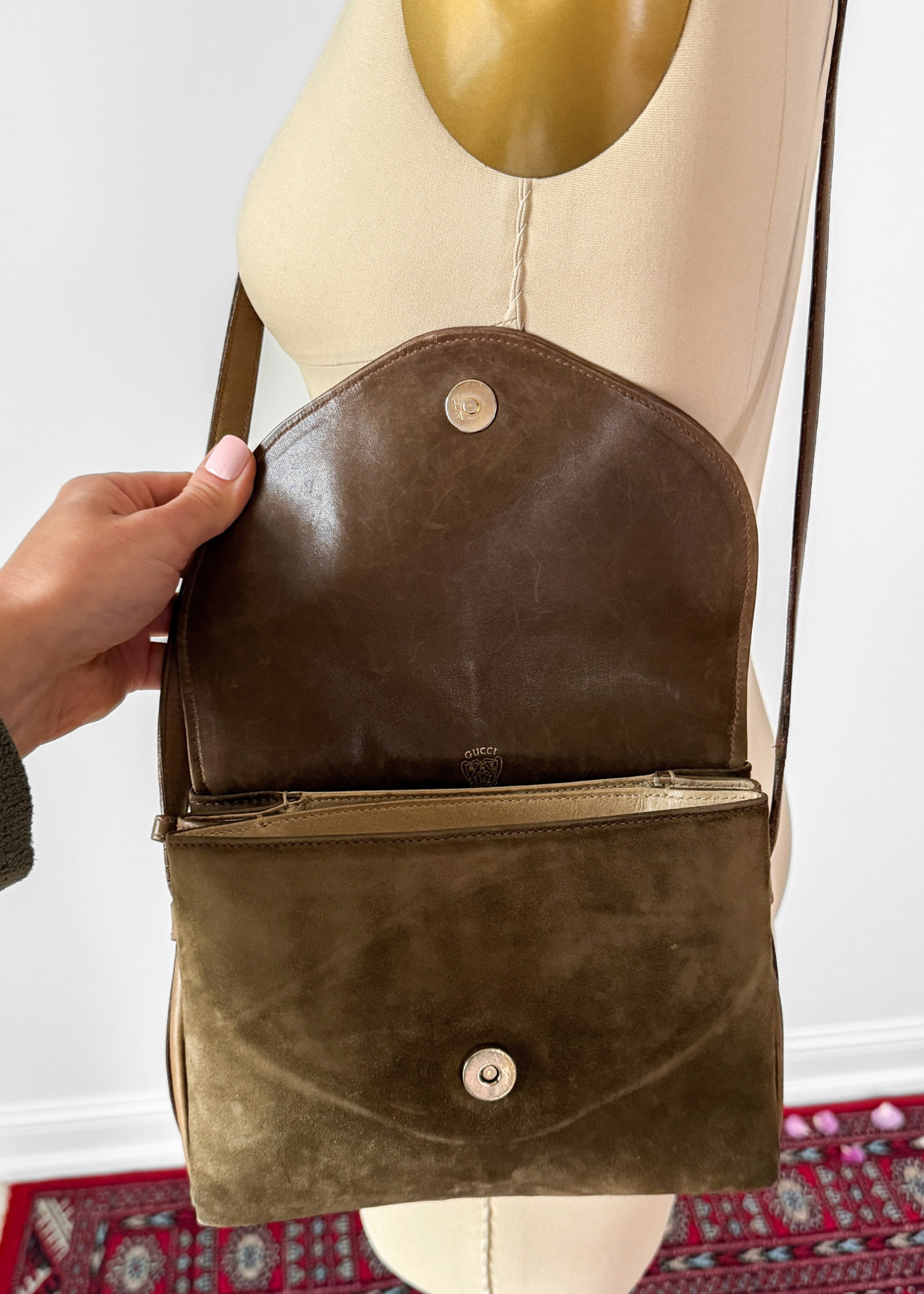 Vintage 70s Gucci Brown Suede Purse