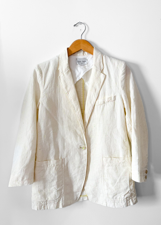 Forte_forte Linen Confetti Speckled Cream Blazer Jacket