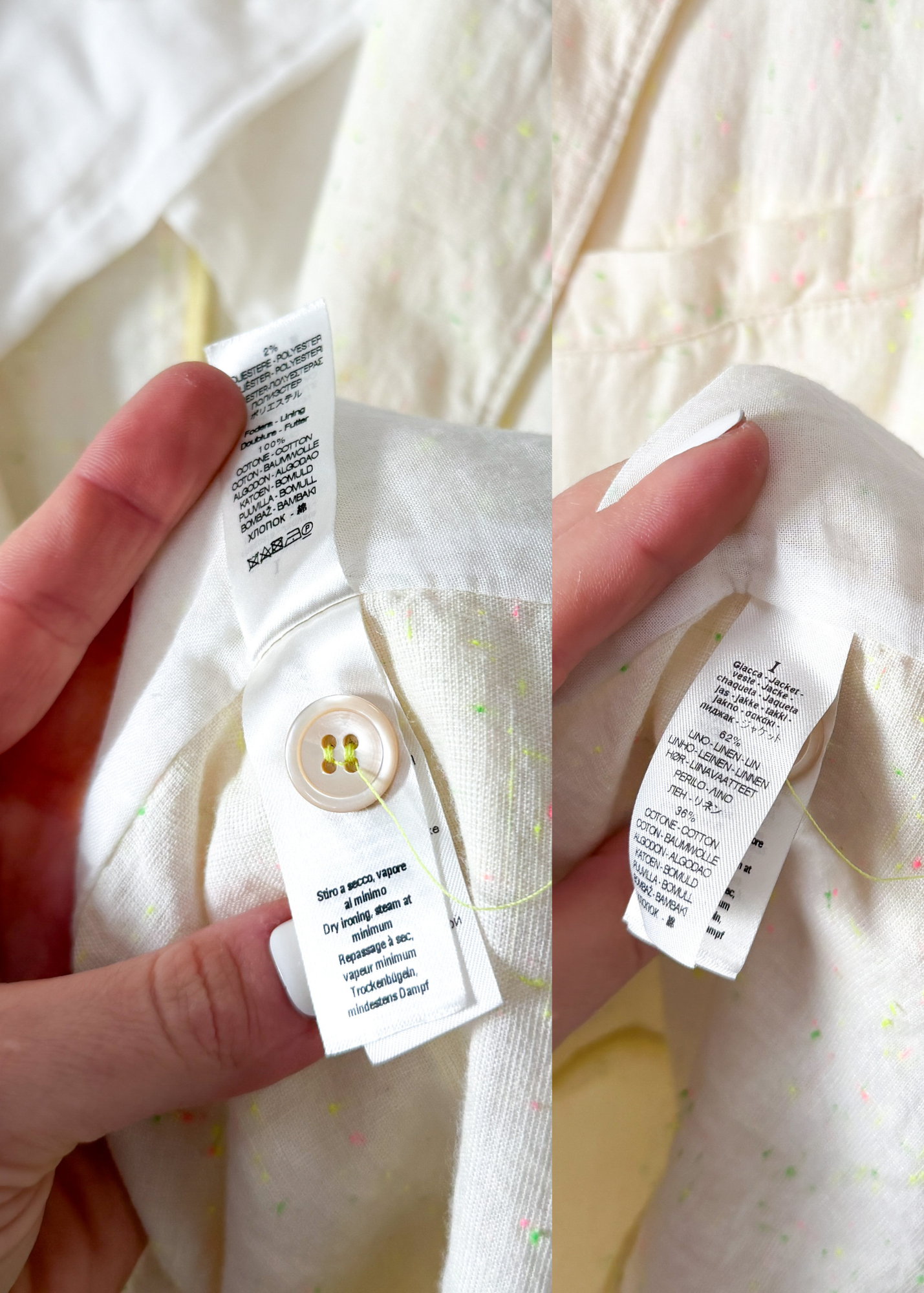 Forte_forte Linen Confetti Speckled Cream Blazer Jacket