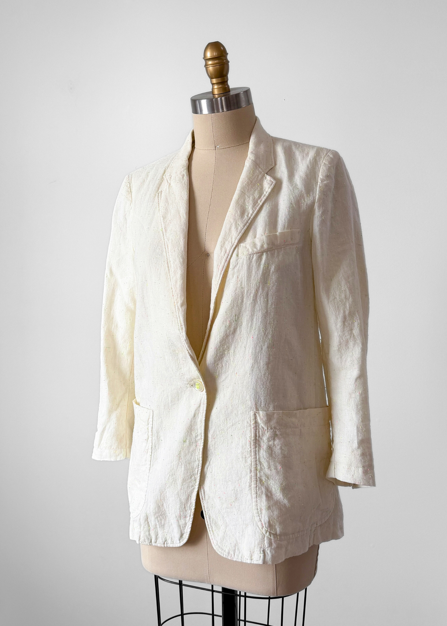 Forte_forte Linen Confetti Speckled Cream Blazer Jacket