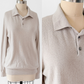 Quince Men's Mongolian Cashmere Knit Polo Sweater Top in Heathered Cloud Beige