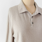 Quince Men's Mongolian Cashmere Knit Polo Sweater Top in Heathered Cloud Beige