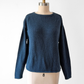 Chris Triola Teal Blue 100% Cotton Textured Boatneck Hand Made Top (S)