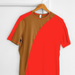 Lululemon Asymmetrical Ribbed Cotton T-Shirt in Solar Orange and Beige (XL)