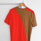 Lululemon Asymmetrical Ribbed Cotton T-Shirt in Solar Orange and Beige (XL)
