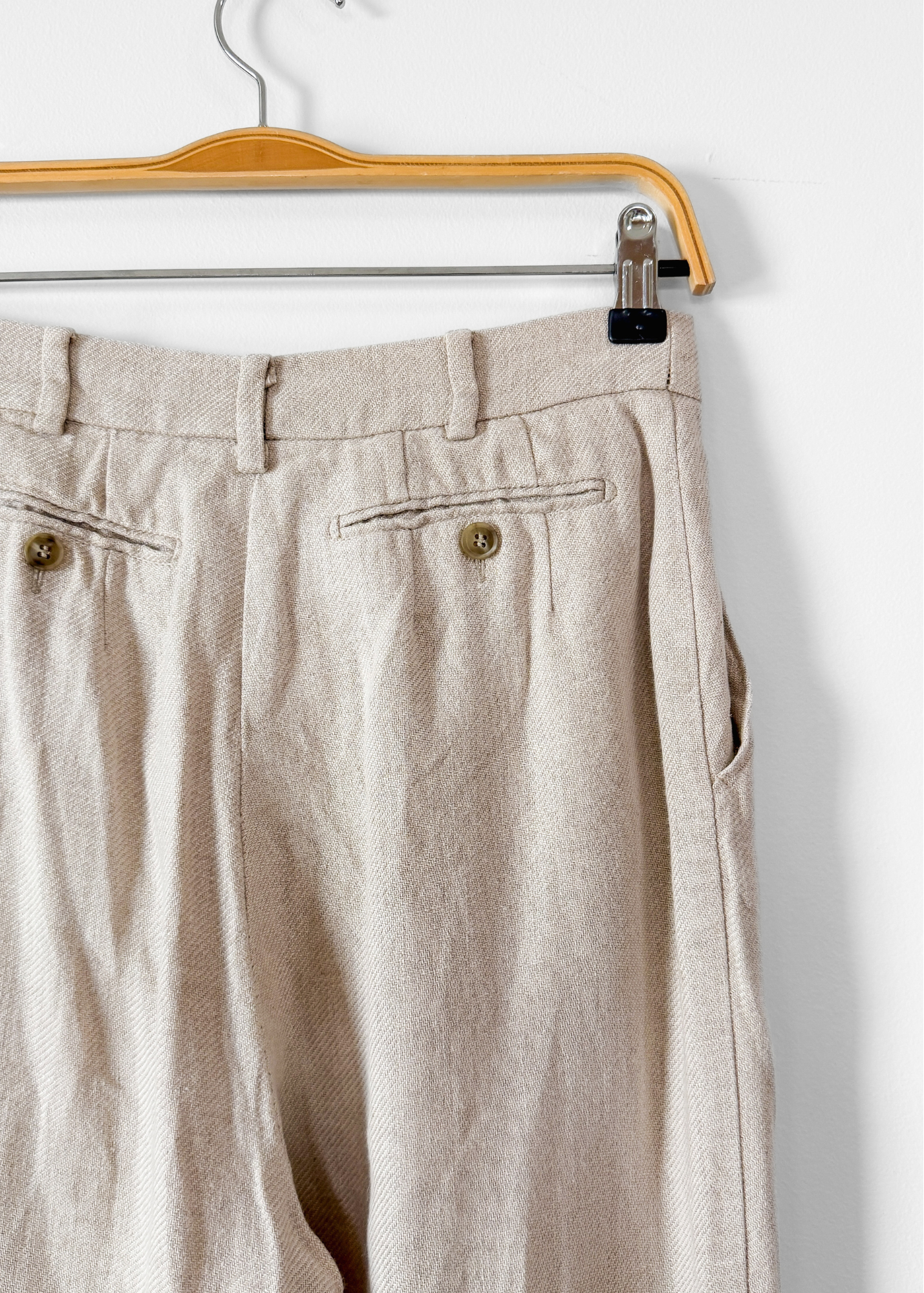 Max Mara Italian Pure Linen Wide Leg Trousers Minimalist Coastal Chic (US 12)