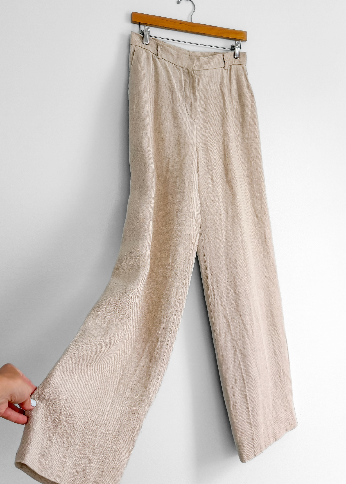 Max Mara Italian Pure Linen Wide Leg Trousers Minimalist Coastal Chic (US 12)
