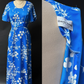 Vintage 70s Liberty House Hawaii Blue Floral Maxi Dress (M)