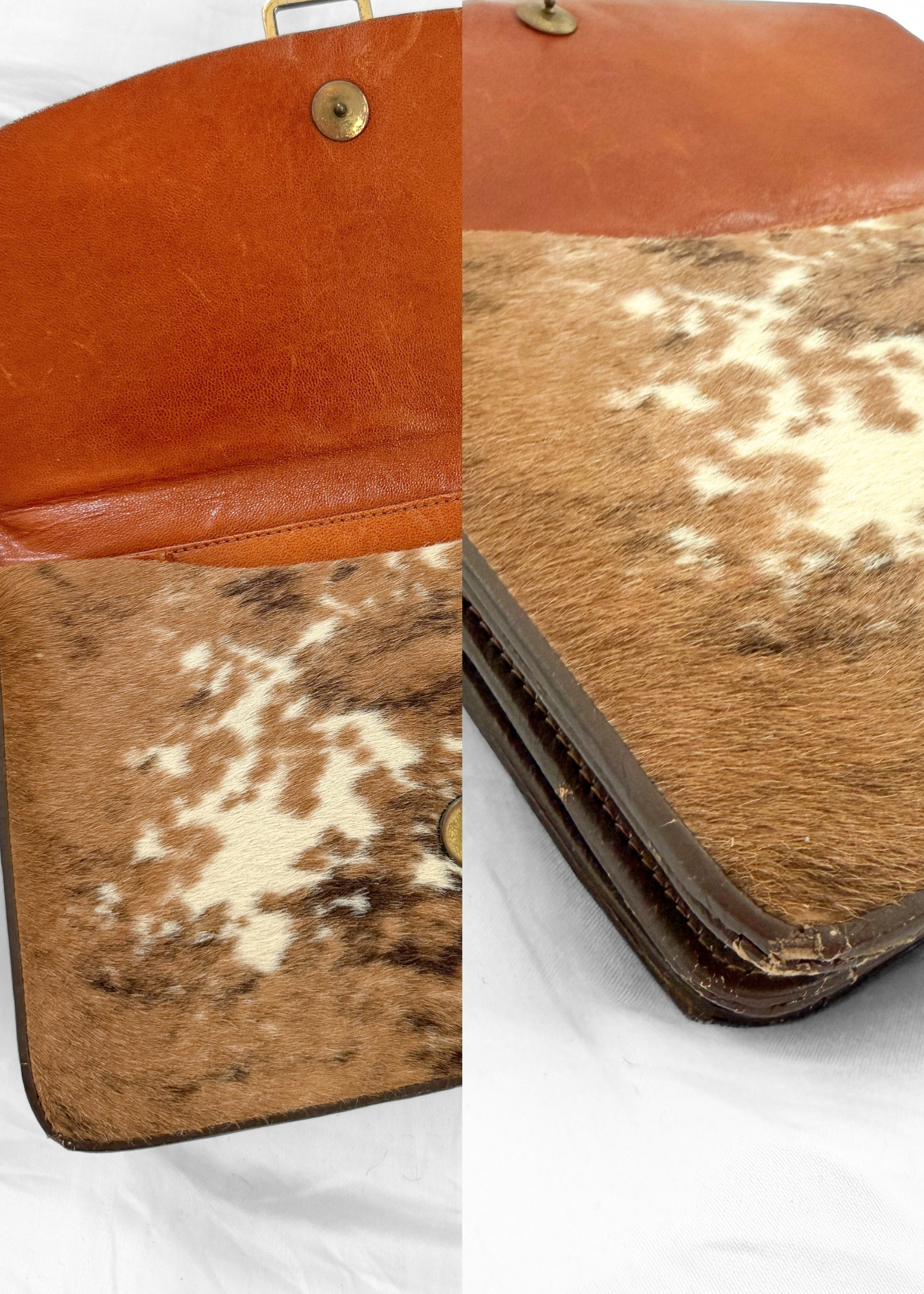 Vintage Calf Pony Hair Top Handle Brown Leather Handbag | Mid-Century Made in Mexico Purse