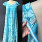 Vintage 70s Liberty House Hawaii Blue Tropical Floral Muumuu Maxi Dress l Hostess Gown (S/M)