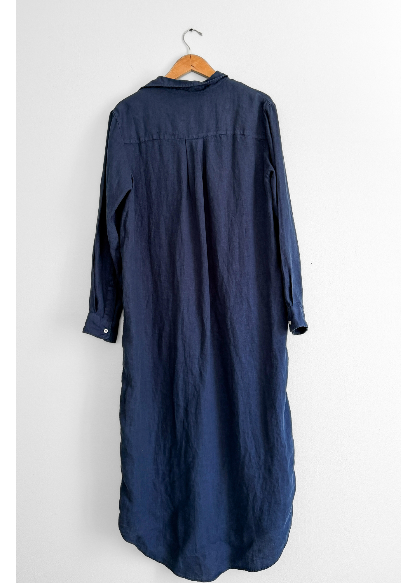 NEW Frank & Eileen Rory Navy 100% Linen Maxi Shirt Dress