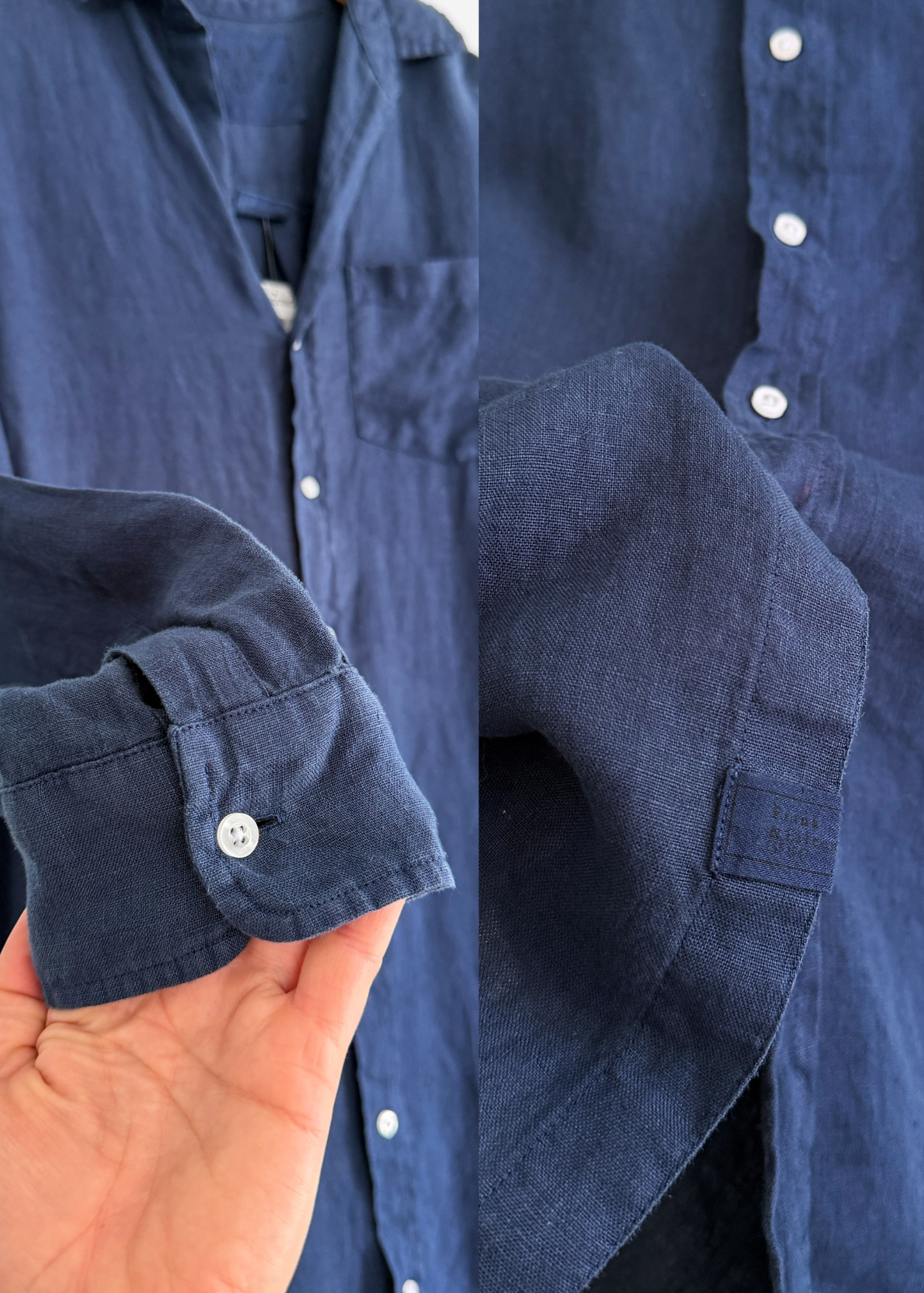 NEW Frank & Eileen Rory Navy 100% Linen Maxi Shirt Dress