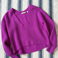 A.L.C. Melanie Orchid Purple Wool V-Neck Cropped Sweater