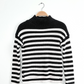 White + Warren Navy White Heavy Knit Stripe Mock Neck Sweater (XS)