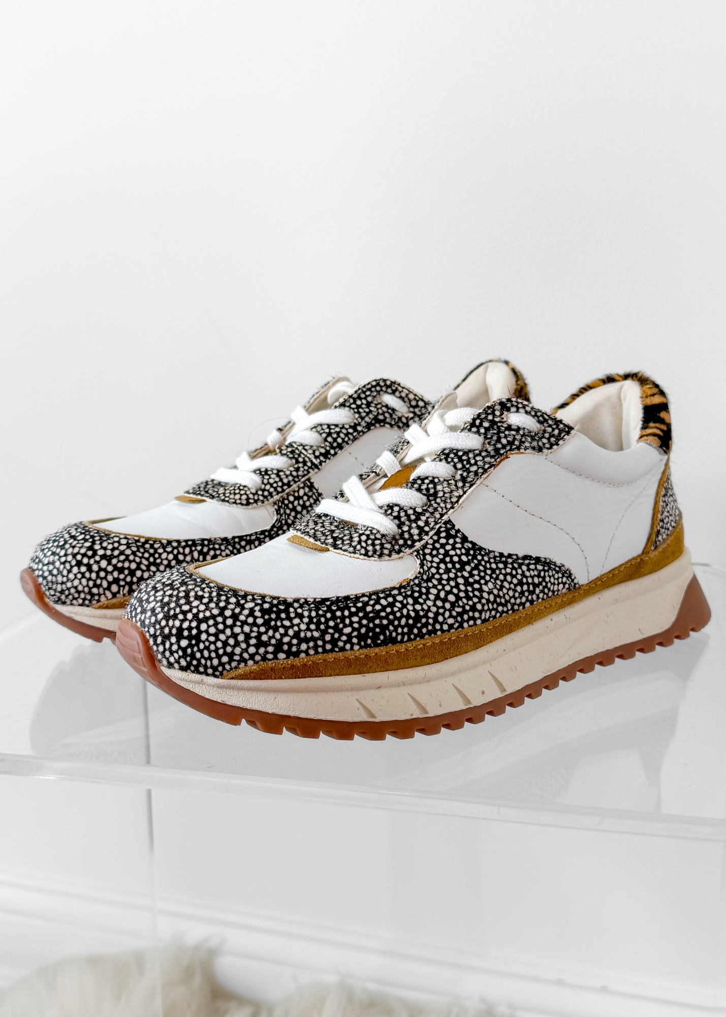 NEW Madewell Kickoff Trainer Sneakers in Spotted Calf Olive Grrove Multi (7.5)