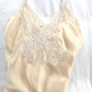 Vintage 30s 40s Ivory Silk Lace Teddy Playsuit Romper Lingerie One Piece (S)