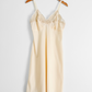 Vintage 80s Union Made Lady Lynne Cream Silky Lace Trim Slip Dress (M)
