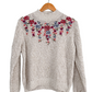 Vintage Alfred Dunner Floral Embroidered Mock Neck Knit Sweater Top (M petite)