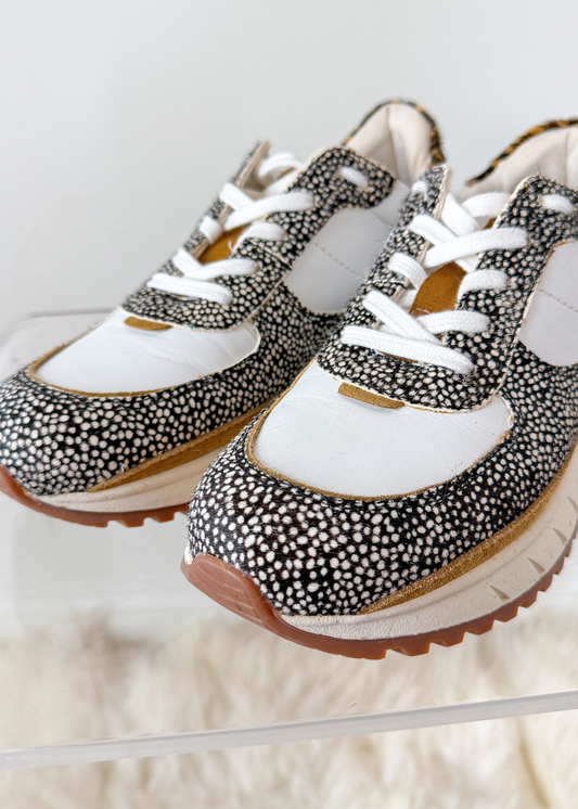 NEW Madewell Kickoff Trainer Sneakers in Spotted Calf Olive Grrove Multi (7.5)