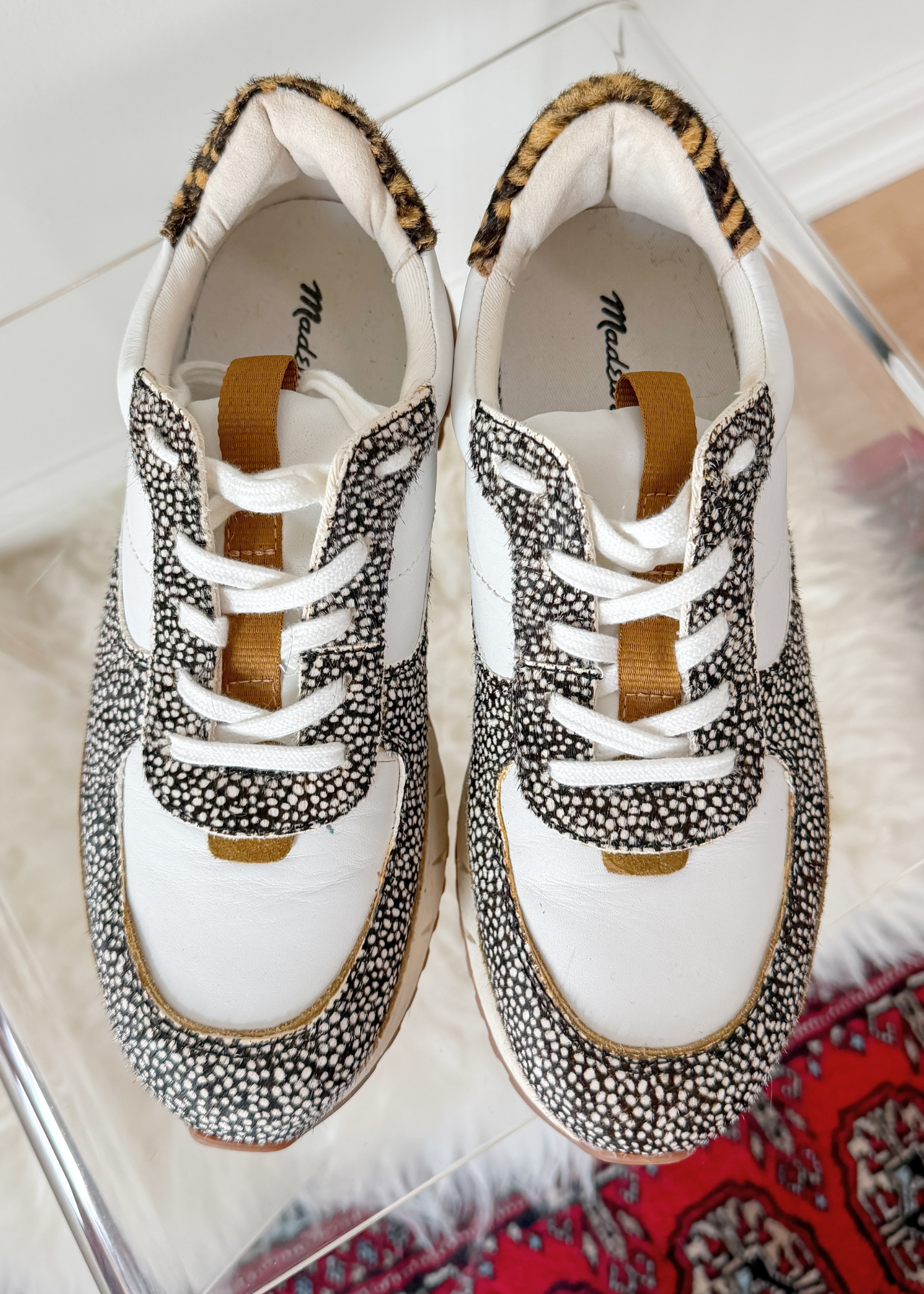 NEW Madewell Kickoff Trainer Sneakers in Spotted Calf Olive Grrove Multi (7.5)