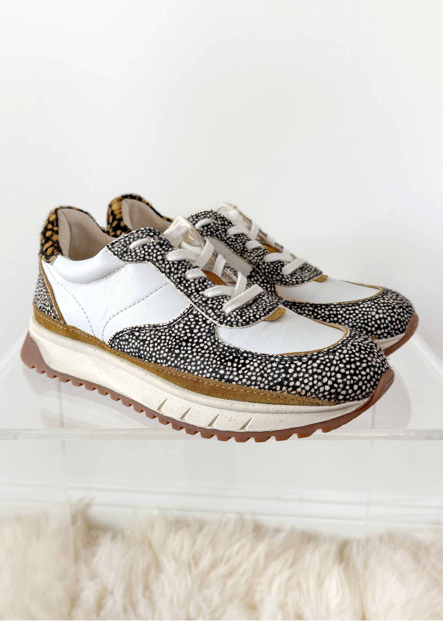 NEW Madewell Kickoff Trainer Sneakers in Spotted Calf Olive Grrove Multi (7.5)