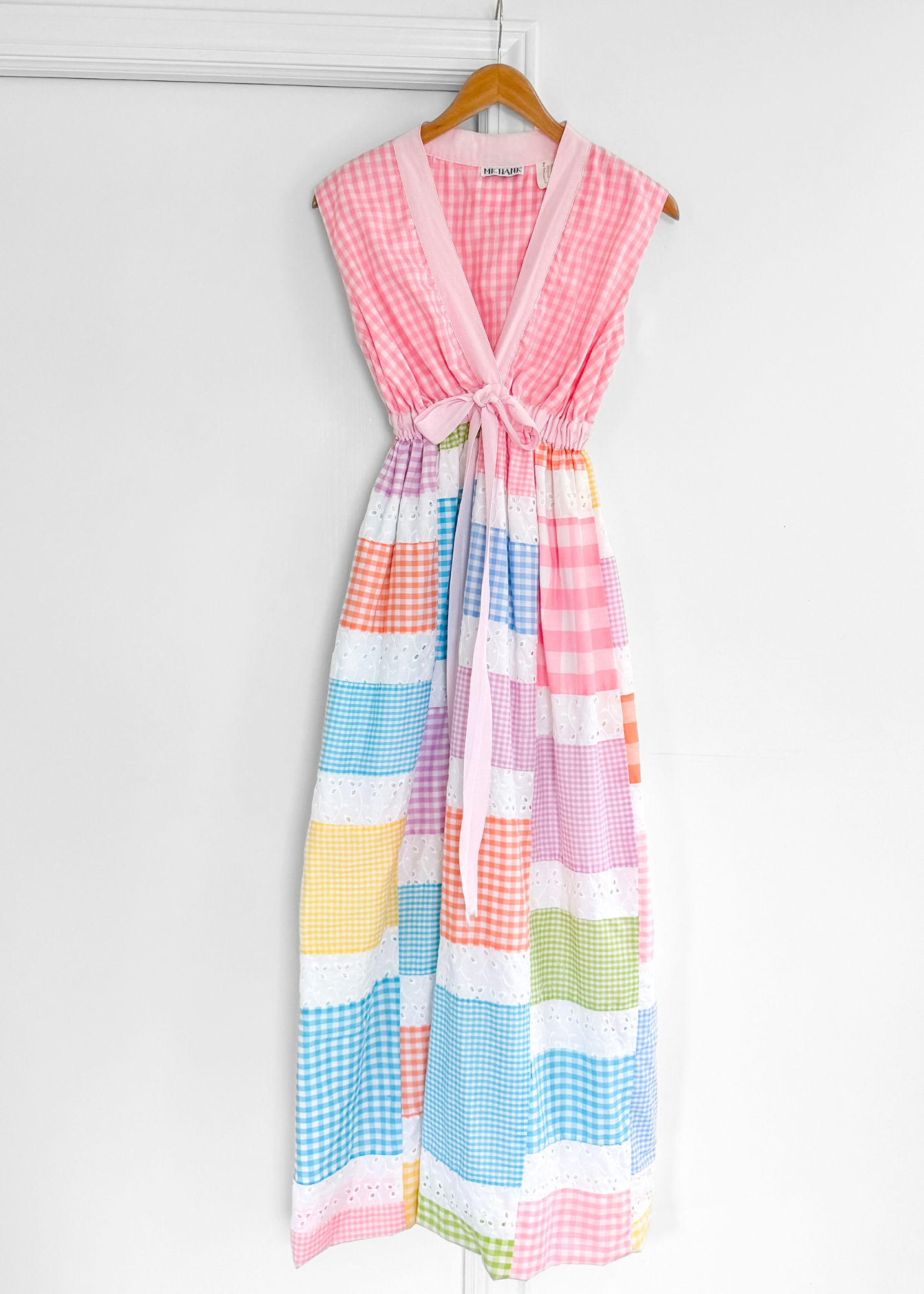 Vintage 70s Mr. Hank Patchwork Gingham Folk Prairie Maxi Dress