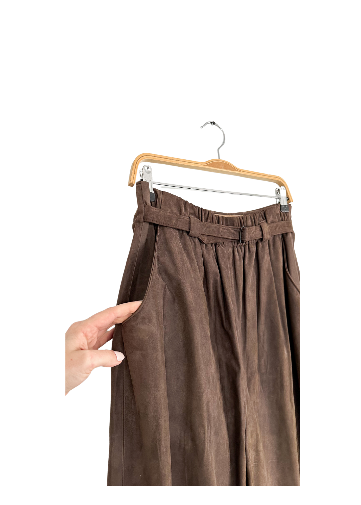 NEW Annette Görtz Brown Suede Wide Leg Pants (EU 40 or 8)