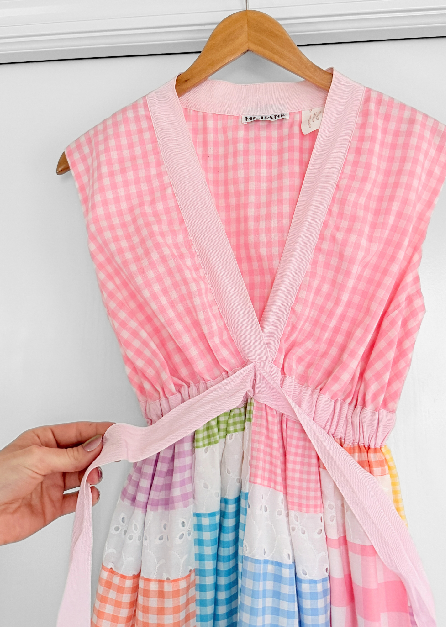 Vintage 70s Mr. Hank Patchwork Gingham Folk Prairie Maxi Dress