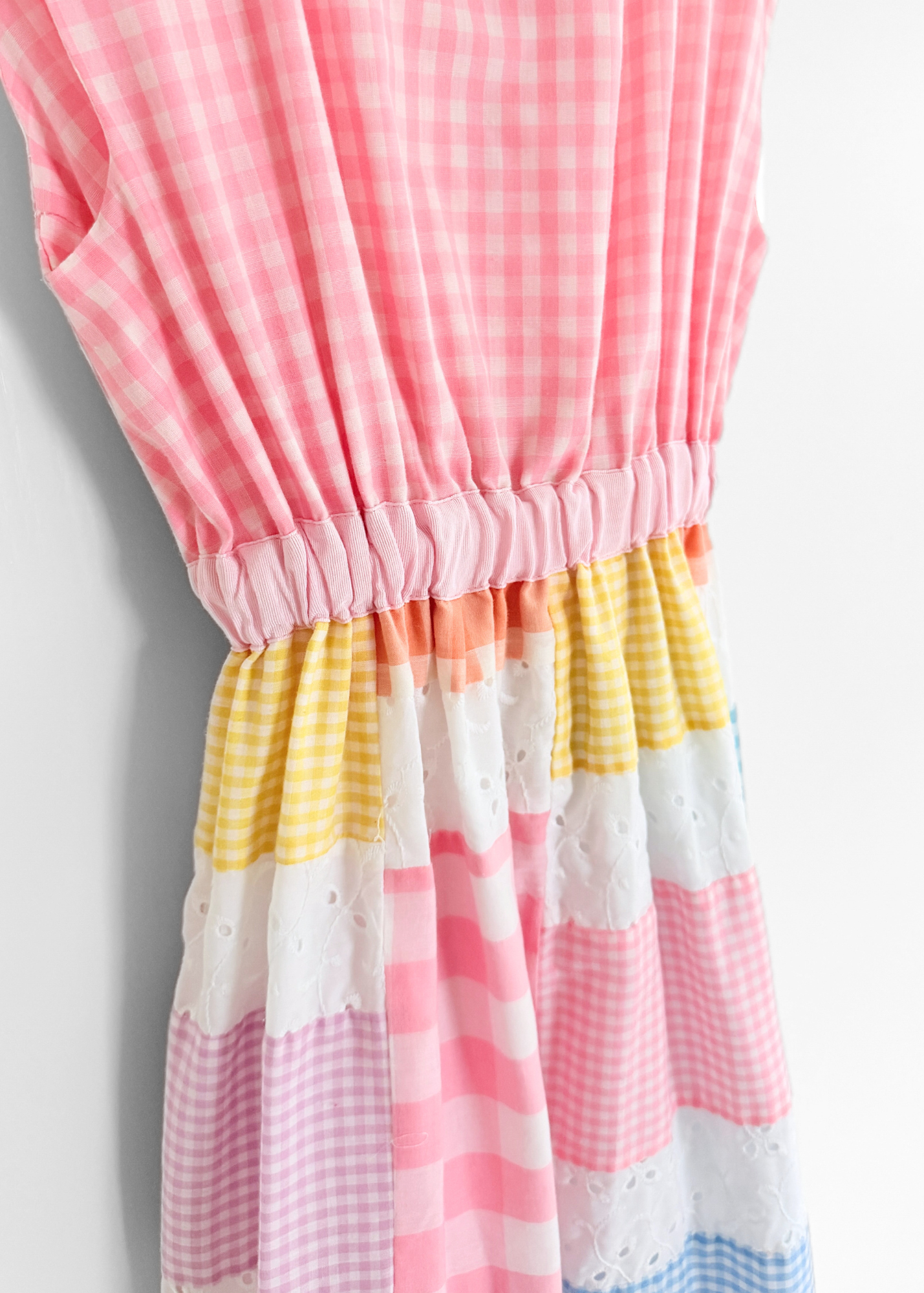 Vintage 70s Mr. Hank Patchwork Gingham Folk Prairie Maxi Dress