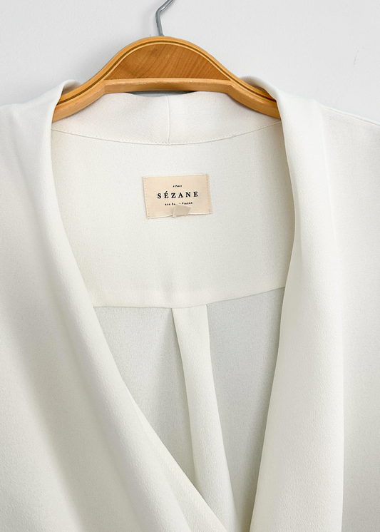 Sézane Abélia Draped Blouse in Ecru (42 or 10)