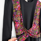 Vintage 60s 70s Zanie London Black & Floral Wrap Maxi Dress (vintage EU 36 or 2/4)