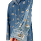 Vintage 90s Casey & Max Daisy Flower Denim Button Down Top