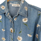Vintage 90s Casey & Max Daisy Flower Denim Button Down Top
