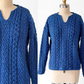 Vintage Cladyknit Women's Fishermen Blue Irish Merino Wool Sweater