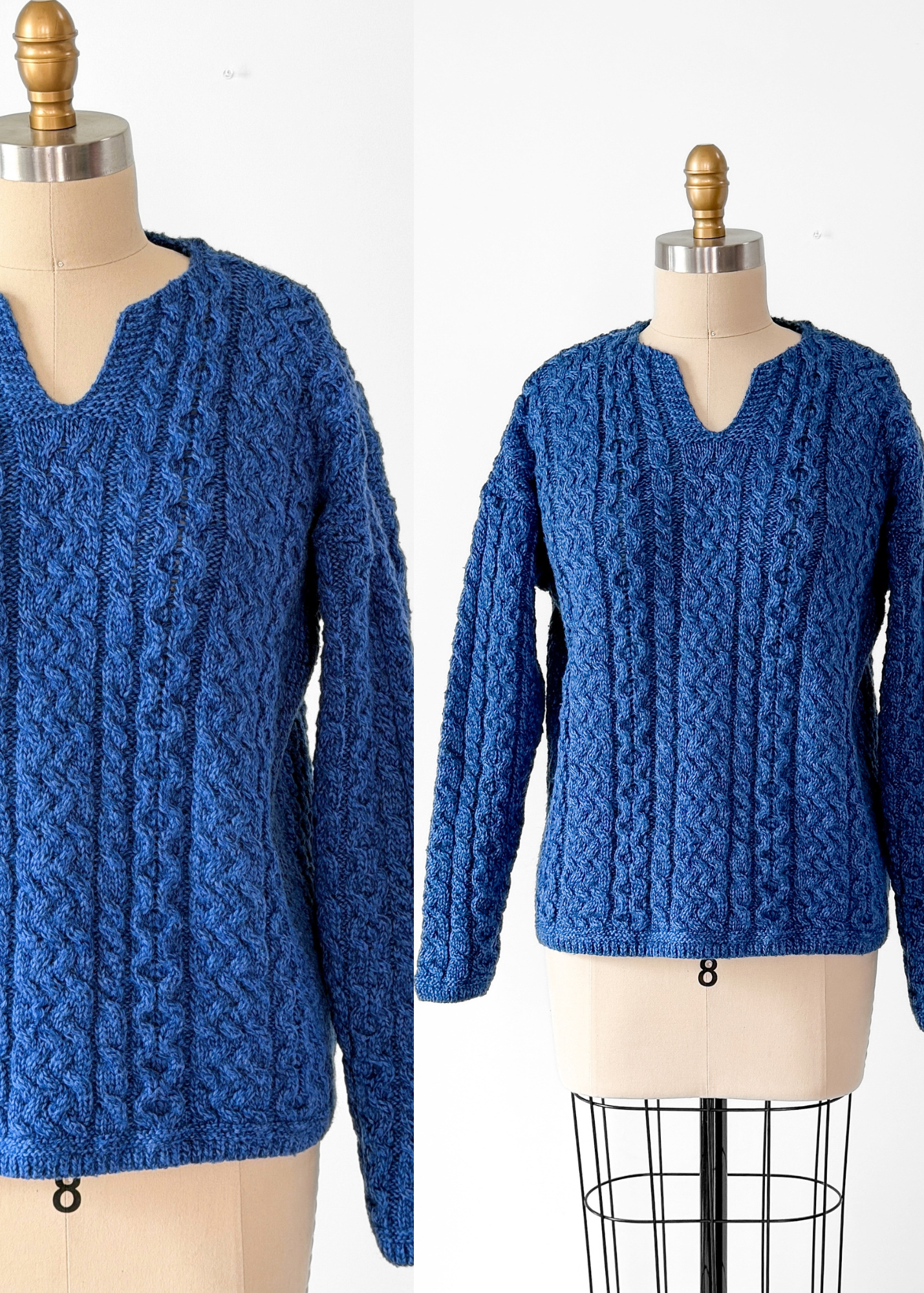 Vintage Cladyknit Women's Fishermen Blue Irish Merino Wool Sweater