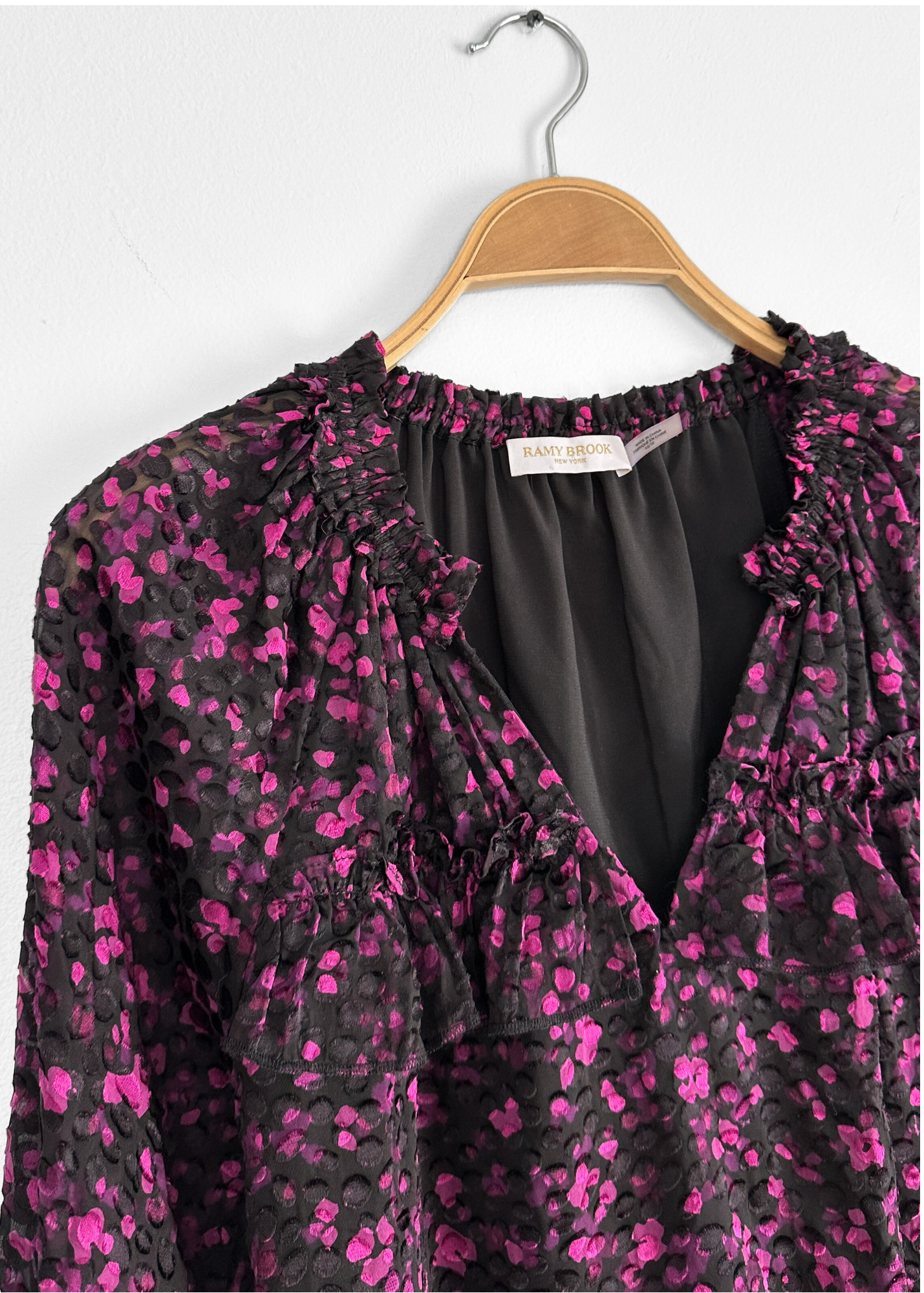 Ramy Brook Sara V-Neck Velvet Textured Top in Plumberry
