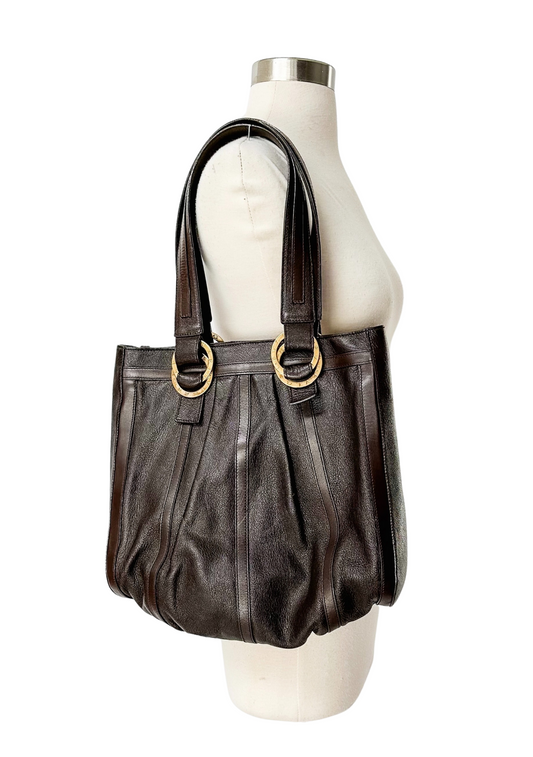 Bvlgari Brown Leather Wristlet & Tote Purse