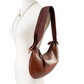 Gucci Mahogany Brown Leather Half Moon Crescent & Woven Shoulder Purse