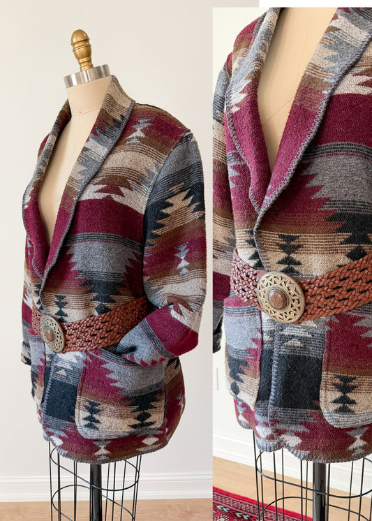 Vintage 90s Karen Kane USA Wool Blend Oversized Blanket Jacket Blazer (M)