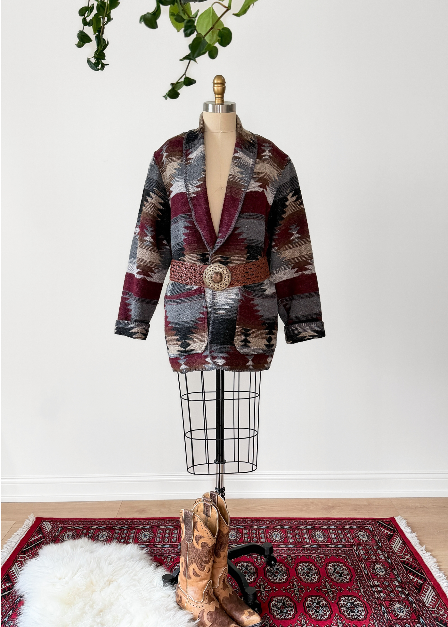 Vintage 90s Karen Kane USA Wool Blend Oversized Blanket Jacket Blazer (M)