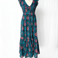 Anthropologie Peregrine Dress in Turquoise, Pink and Navy Blue Print (4 or S)