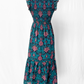 Anthropologie Peregrine Dress in Turquoise, Pink and Navy Blue Print (4 or S)